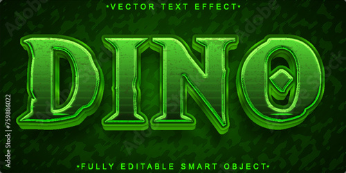 Cartoon Green Dino Vector Fully Editable Smart Object Text Effect