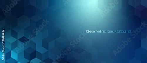 Blue modern abstract background with hexagonal shapes.