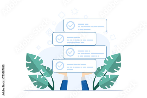 Task Management concept, project plan or task list, productivity to complete work within deadline, efficiency to organize project checklist, businessman hand with completed tasks board.