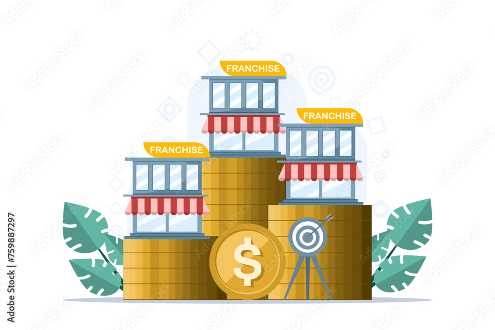 Obraz premium franchise business store concept, startup strategy, expansion, development, company, franchise business planning for sale. SME startup crowdfunding. Buying and selling new businesses.