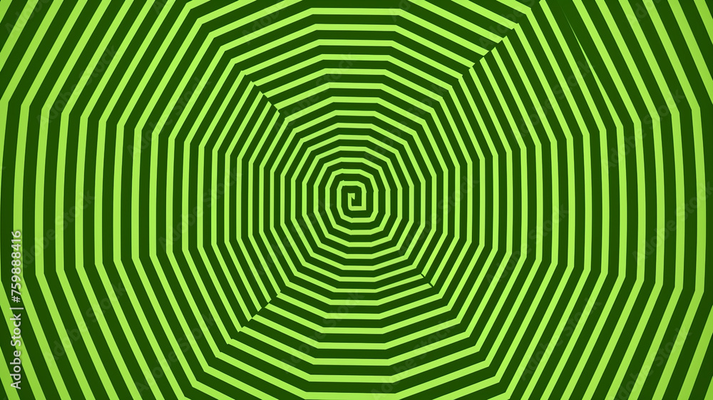 A series of green concentric squares creates a tunnel-like optical ...