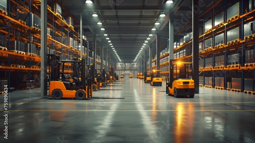 Efficient logistics with smart warehouse and autonomous forklifts in operation
