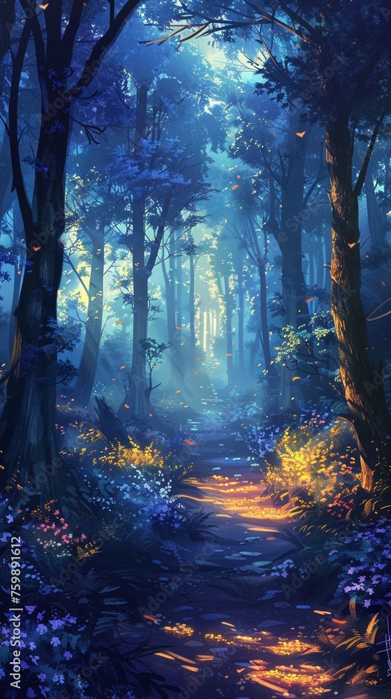 Digital painting of Dreamlike forest