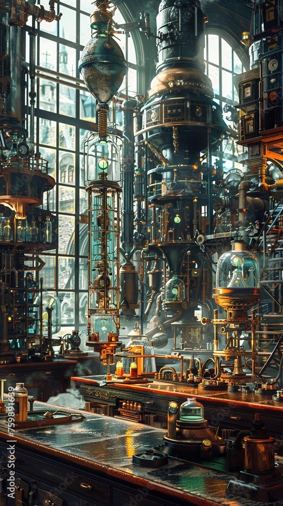 Digital Painting of Steampunk laboratory
