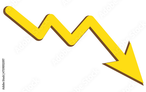 Red 3d arrow going down stock icon on white background. Bankruptcy, financial market crash icon for your web site design, logo, app, UI. graph chart downtrend symbol.chart going down sign.