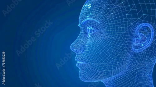 Digital Human Face Concept, Futuristic Cyborg Technology, Abstract Artificial Intelligence