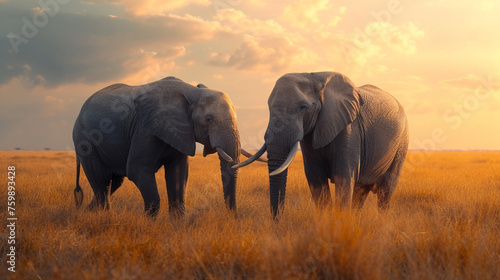 elephants at sunset © giorgi