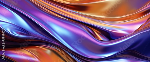 Fluid Chrome Banner with Swirling Blue and Orange