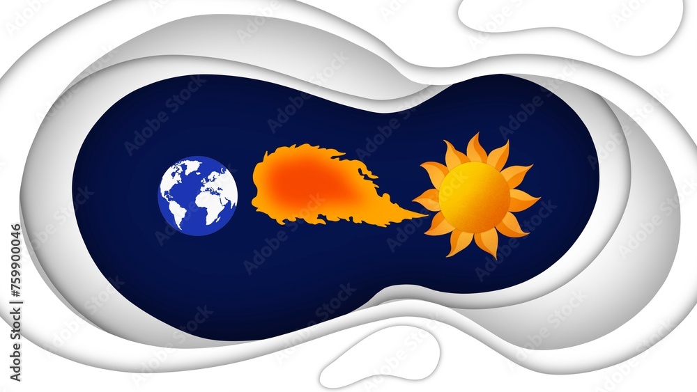 Solar wind concept from sun to earth, solar wind. Earth's geomagnetic ...