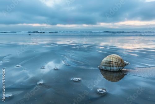 Seashells on the beach  island tourism concept  beach shell screen saver  advertising screen  public service advertisement