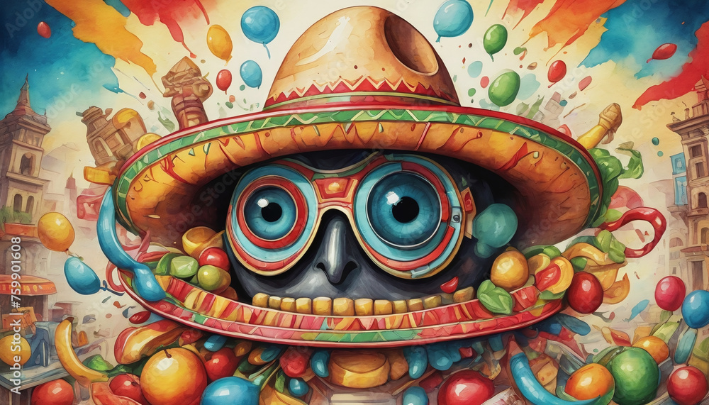 Obraz premium Illustration Of Cinco De Mayo With Technology