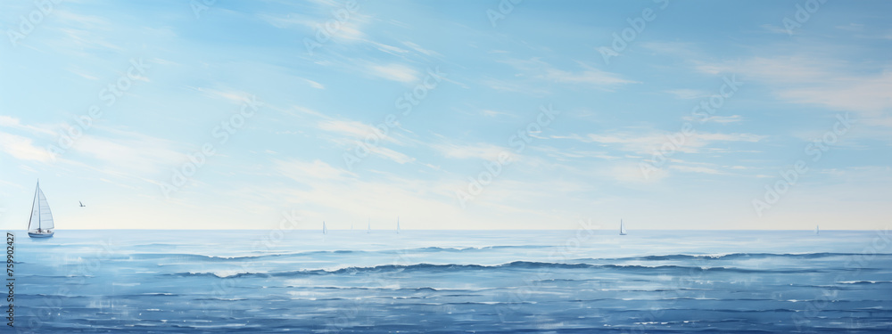 Obraz premium Sailing Boat on Peaceful Ocean