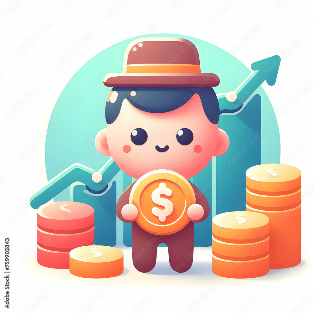 3D Flat Icon Equity with white background and isolated cute style 3D Flat Icon Equity with white background and isolated cute style