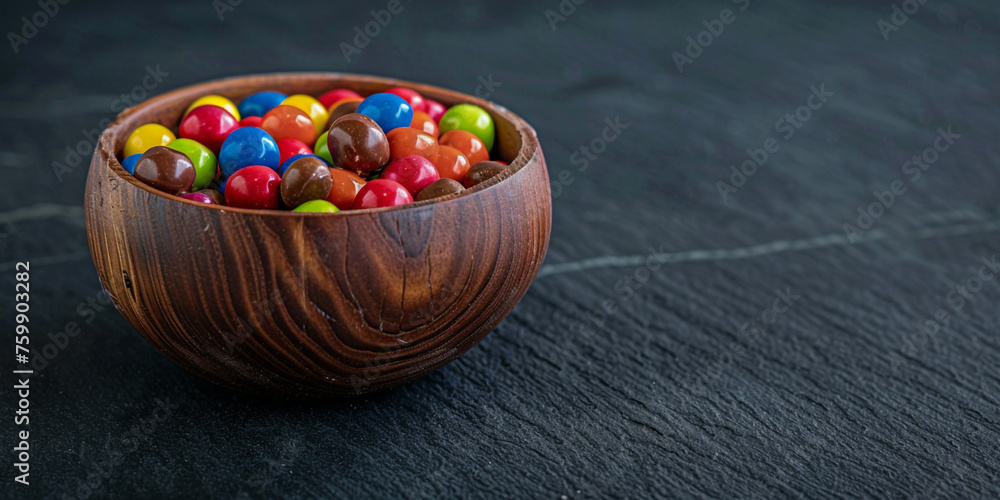 Colorful praline fillings in small bowls created