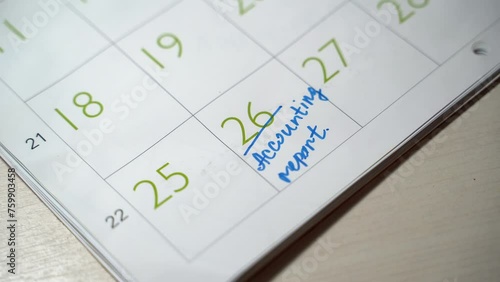 Close-up of a male hand flipping through the December page of 2024wall calendar followed by the title page of a new 2024 calendar