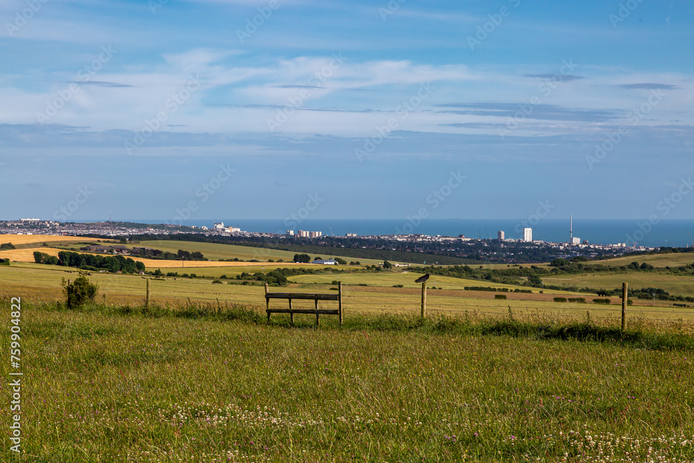 A view over rural Sussex from near Devil's Dyke towards the coast at Brighton