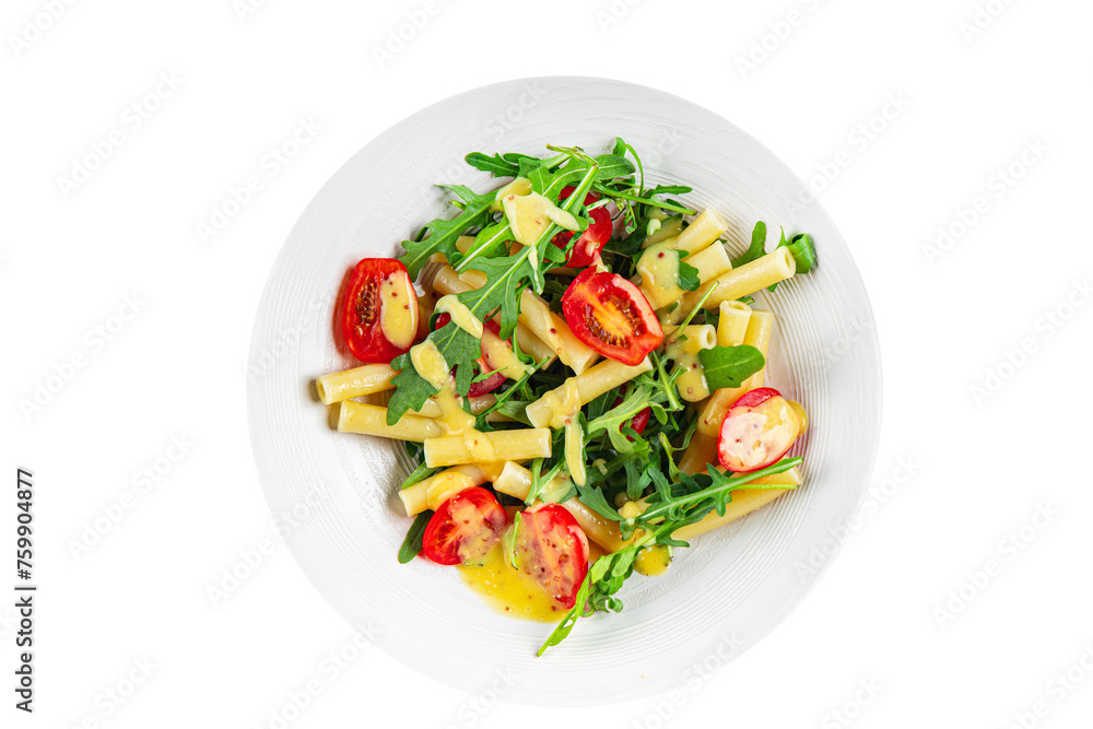 pasta salad tomato, arugula, boiled pasta fresh food tasty healthy eating cooking appetizer meal food snack on the table copy space food pasta salad tomato, arugula, boiled pasta fresh food tasty healthy eating cooking appetizer meal food snack on the table copy space food