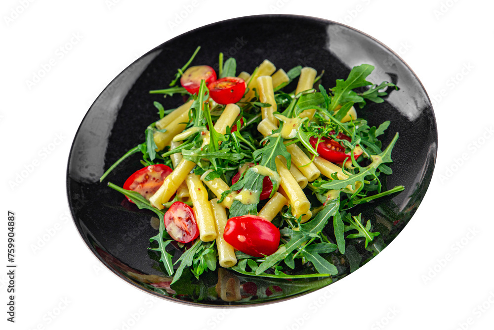 pasta salad tomato, arugula, boiled pasta fresh food tasty healthy eating cooking appetizer meal food snack on the table copy space food