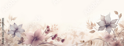 Soft Floral Backdrop with Flowers and Butterflies