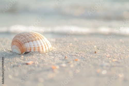 Seashells on the beach, island tourism concept, beach shell screen saver, advertising screen, public service advertisement