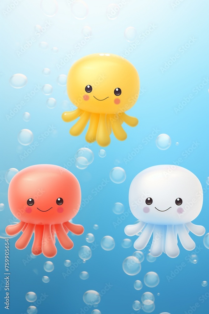 3D animated animal jellyfish in the pool bringing them to life with smooth movements 3D animated animal jellyfish in the pool bringing them to life with smooth movements