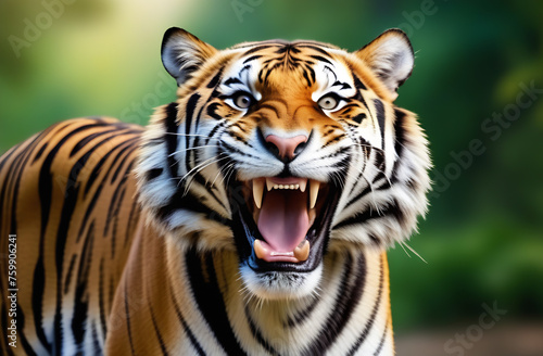 Portrait of a tiger on blurred background