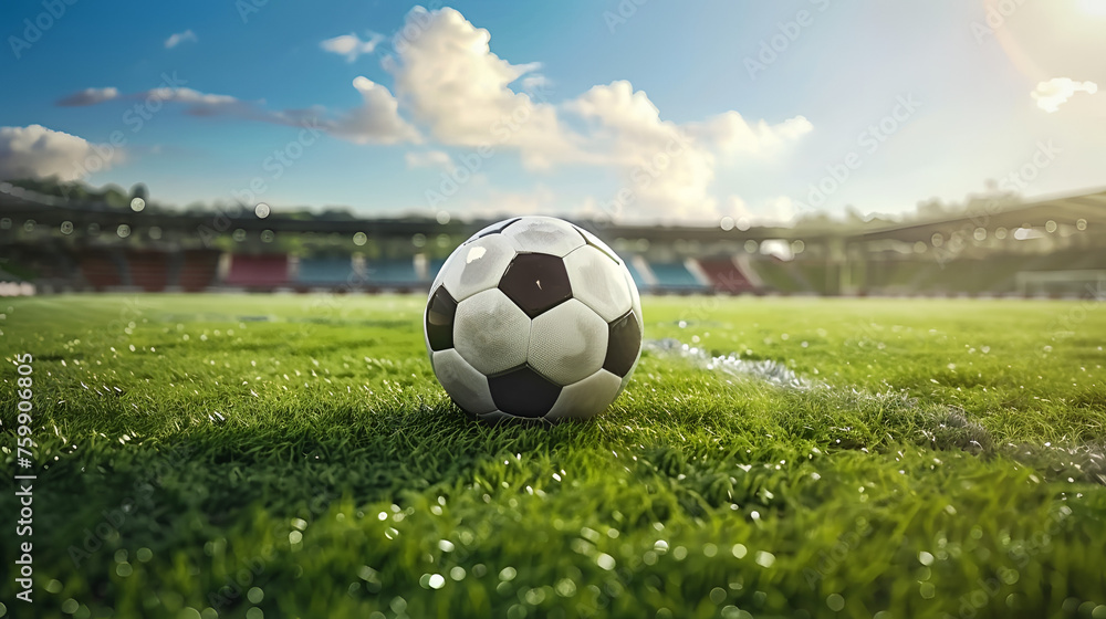 soccer ball on goal with stadiem background soccer ball on goal with stadiem background