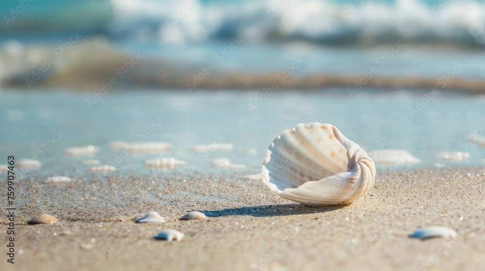 Seashells on the beach, island tourism concept, beach shell screen saver, advertising screen, public service advertisement Seashells on the beach, island tourism concept, beach shell screen saver, advertising screen, public service advertisement