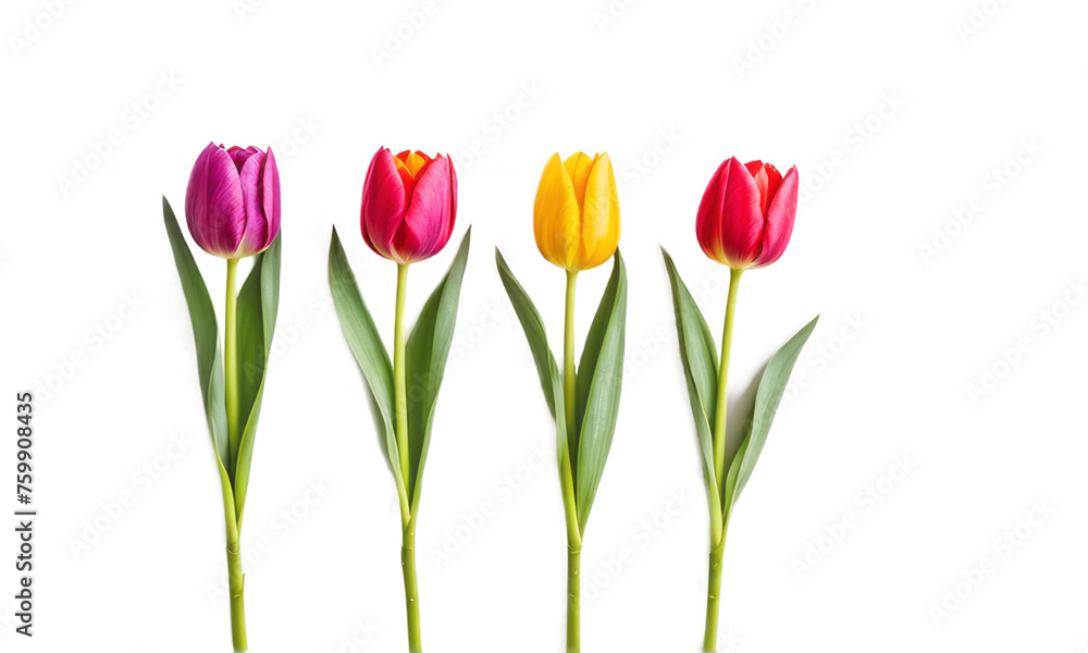 tulips arranged on white or transparent png