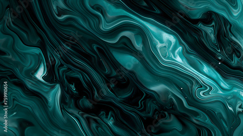 Enigmatic Emerald Abyss: Abstract Fluid Art in Turquoise Hues