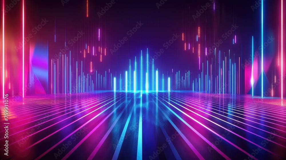 Abstract background with equalizer effect neon lights sound wave. Abstract background with equalizer effect neon lights sound wave.
