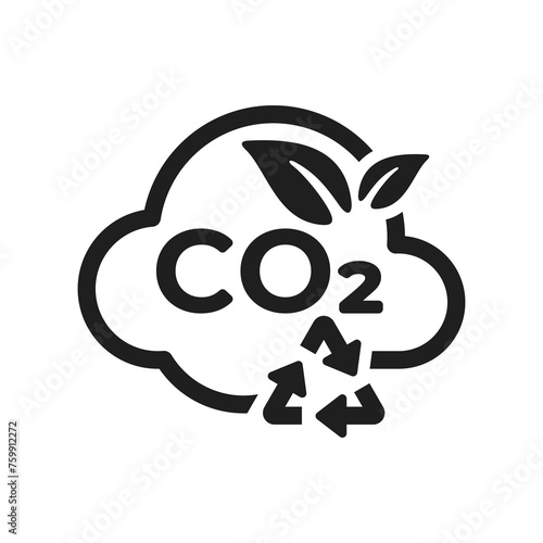 Reducing carbon emission icon. Reduce co2 gas graphic design. Ecology and environment