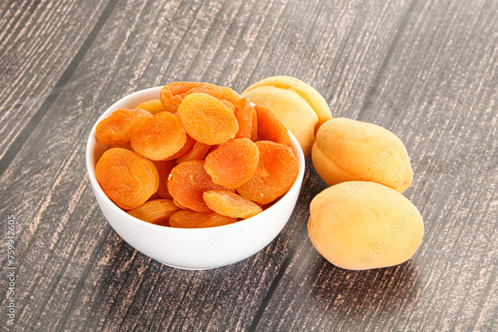 Dried apricot heap in the bowl Dried apricot heap in the bowl