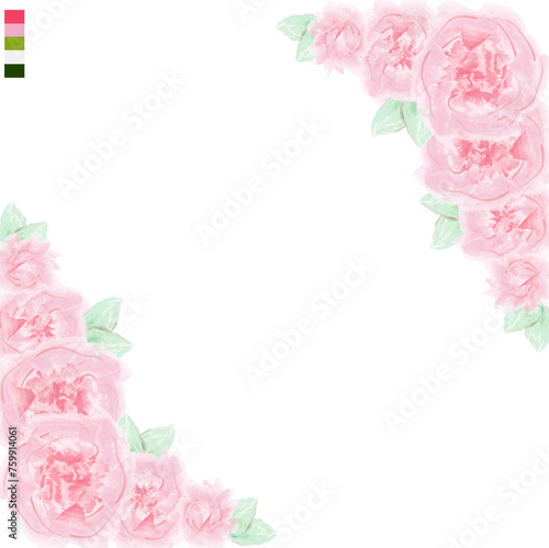 Pink Flowers watercolor art painting abstract pattern wallpaper.