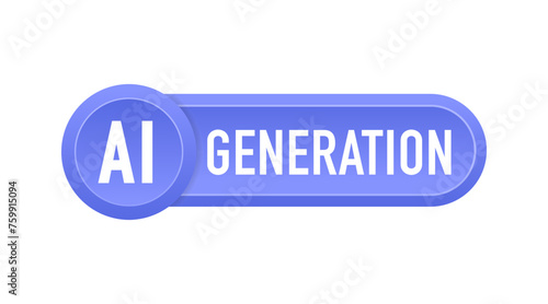Generate AI button. Artificial intelligence logo. Machine learning. Generate image and text sign. Computer help assistant. Data science. Chat brain assistant. Vector illustration
