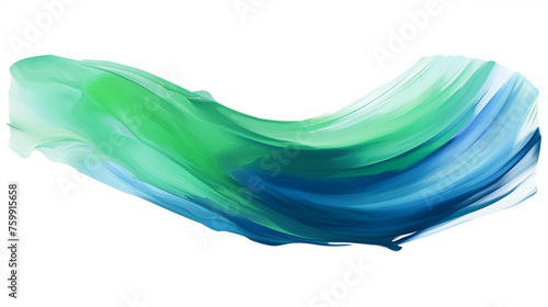 Thick green and blue acrylic oil paint brush stroke on transparent background, Ai generated
