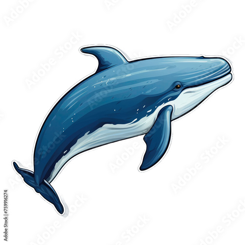 Illustration of a blue whale on a white background, vector illustration