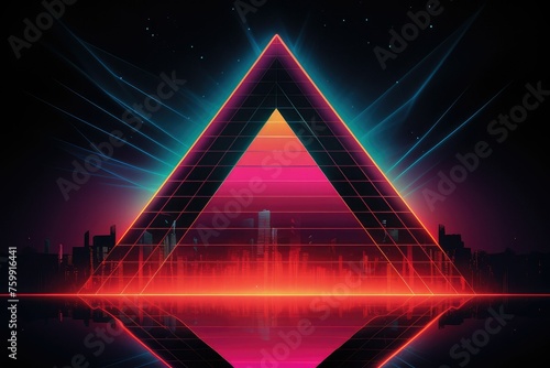 Neon Graphic pyramid 80s style.