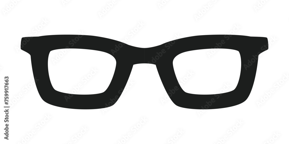 Simple black rimmed glasses, eyeglasses icon representing study and intelligence Simple black rimmed glasses, eyeglasses icon representing study and intelligence