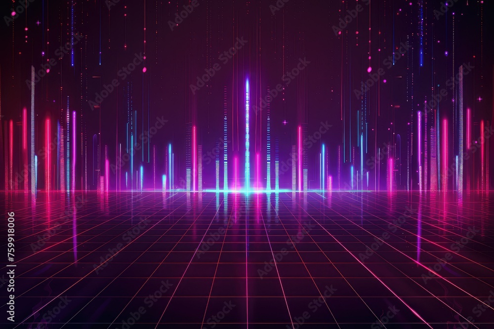 Sound waves. Neon sound lines, black background. Sound waves. Neon sound lines, black background.