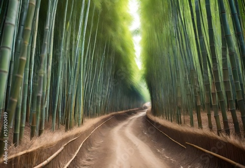 Bamboo Tunnel Reforestation for sustainable development, adding ozone to the world. Generative AI