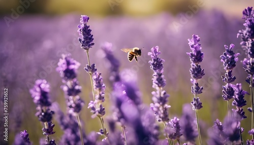Lavender Dreams  Bees Amongst Fragrant Fields in Midday Sunlight