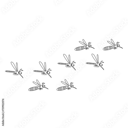 hand drawn flying mosquito