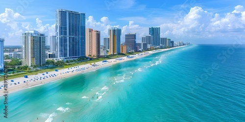 Scenic Overview of Vibrant Sunny Isles Beach, Florida with Oceanfront Amenities. Concept Vibrant Sunny Isles Beach, Florida, Scenic Oceanfront Views, Luxury Amenities