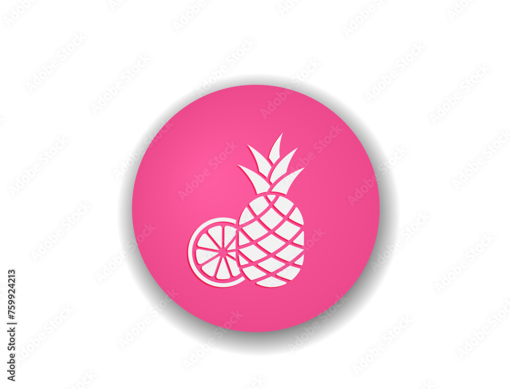 pineapple and citrus slice round icon. tropical fruit symbol. vector illustration for vacation design pineapple and citrus slice round icon. tropical fruit symbol. vector illustration for vacation design