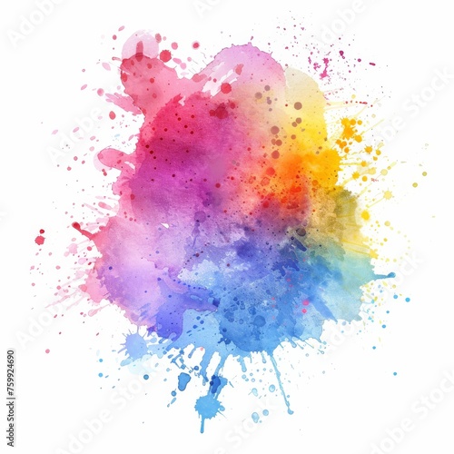 Abstract watercolor burst in rainbow hues  a joyful expression of color against a clean white backdrop.