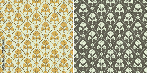 Digital Ajrakh seamless pattern. block print Pattern and batik print Background digital printing textile pattern. Kalamkari Block Print Seamless Pattern. EPS file format.