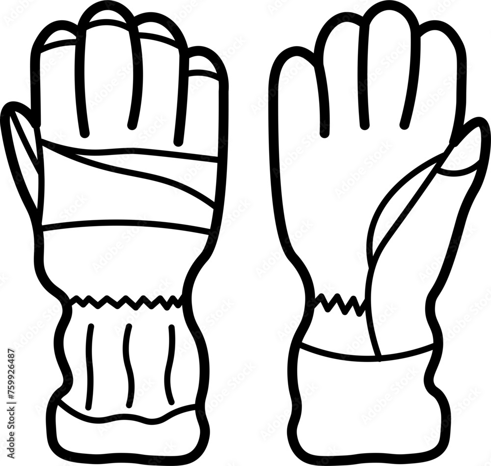 Obraz premium Fire Gloves Outline Illustration Vector