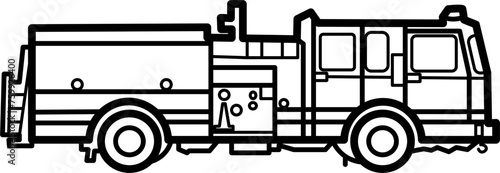 Fire Truck Outline Illustration Vector