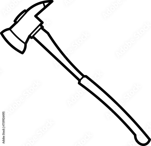 Fire Axe Outline Illustration Vector